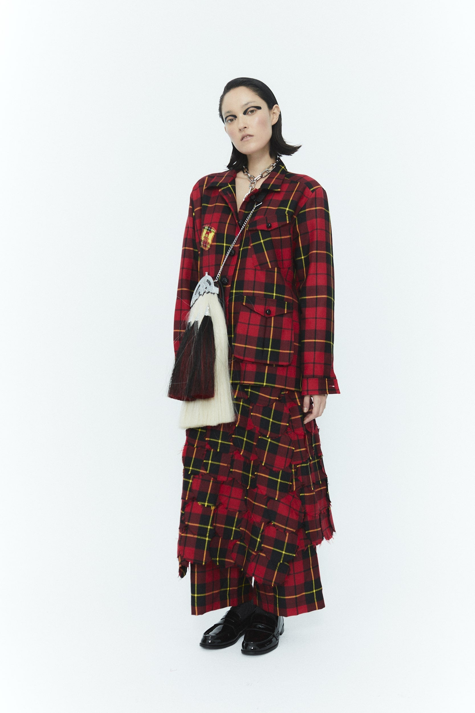 STAMPS LONG SKIRT BY DENNJ X ANTOCOSTASETTE TARTAN CLAN WALLACE RED