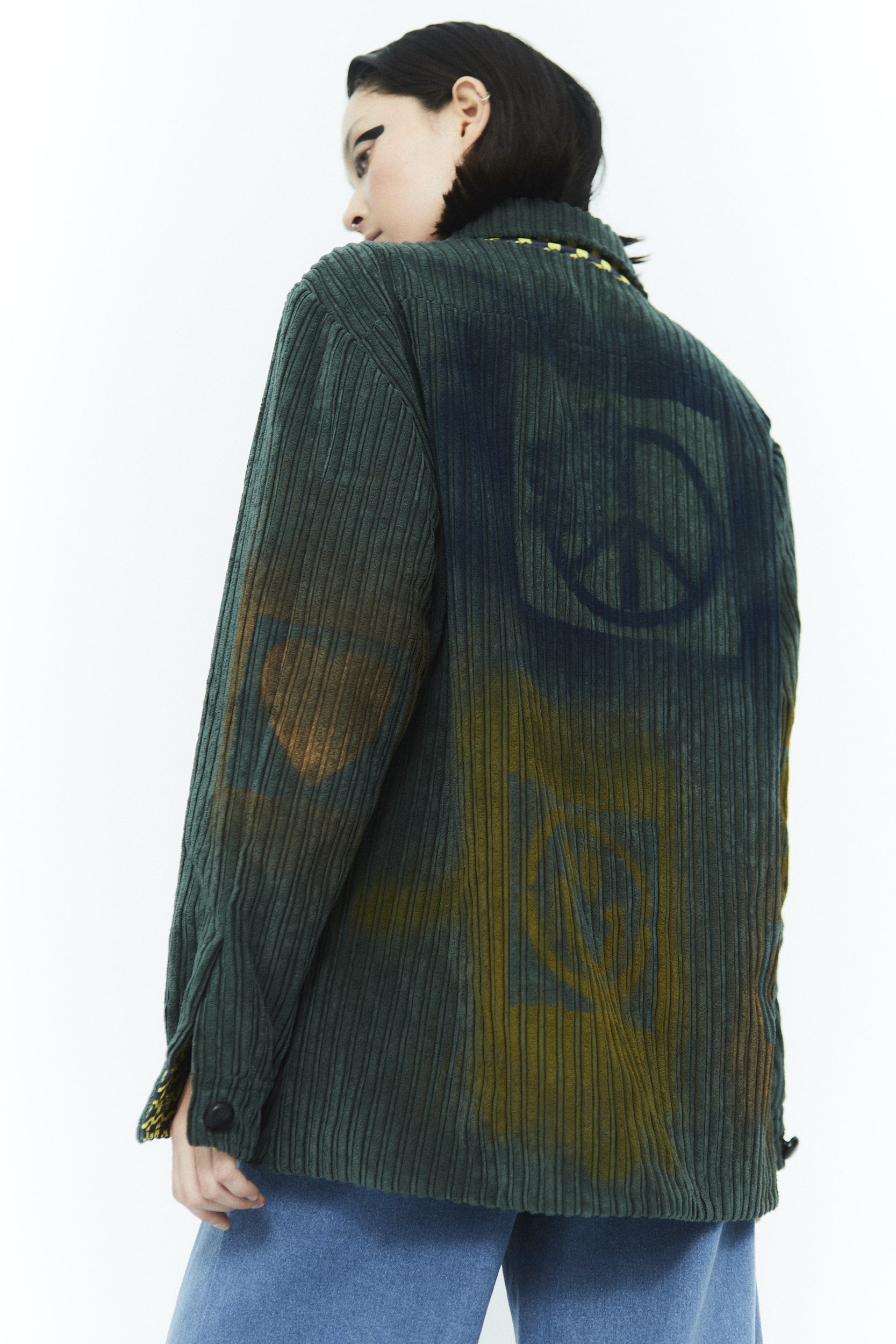 Giubbocamicia Frank velluto vintage Green Hand Paint