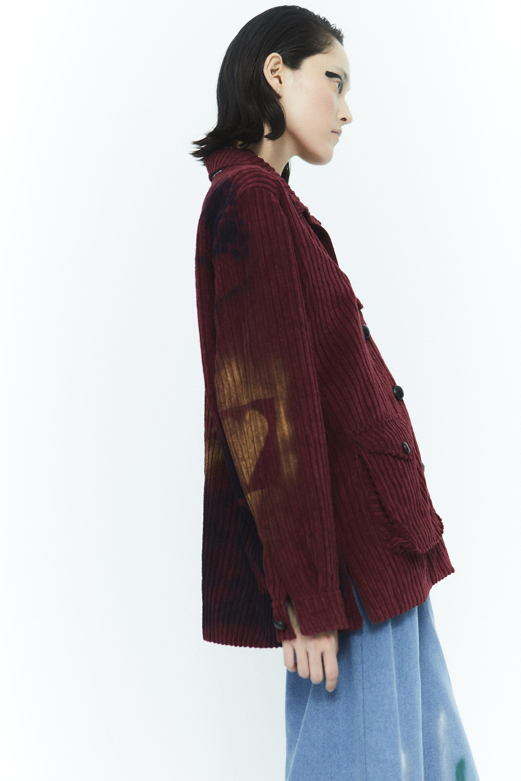 Giubbocamicia Frank velluto vintage Bordeaux Hand Paint