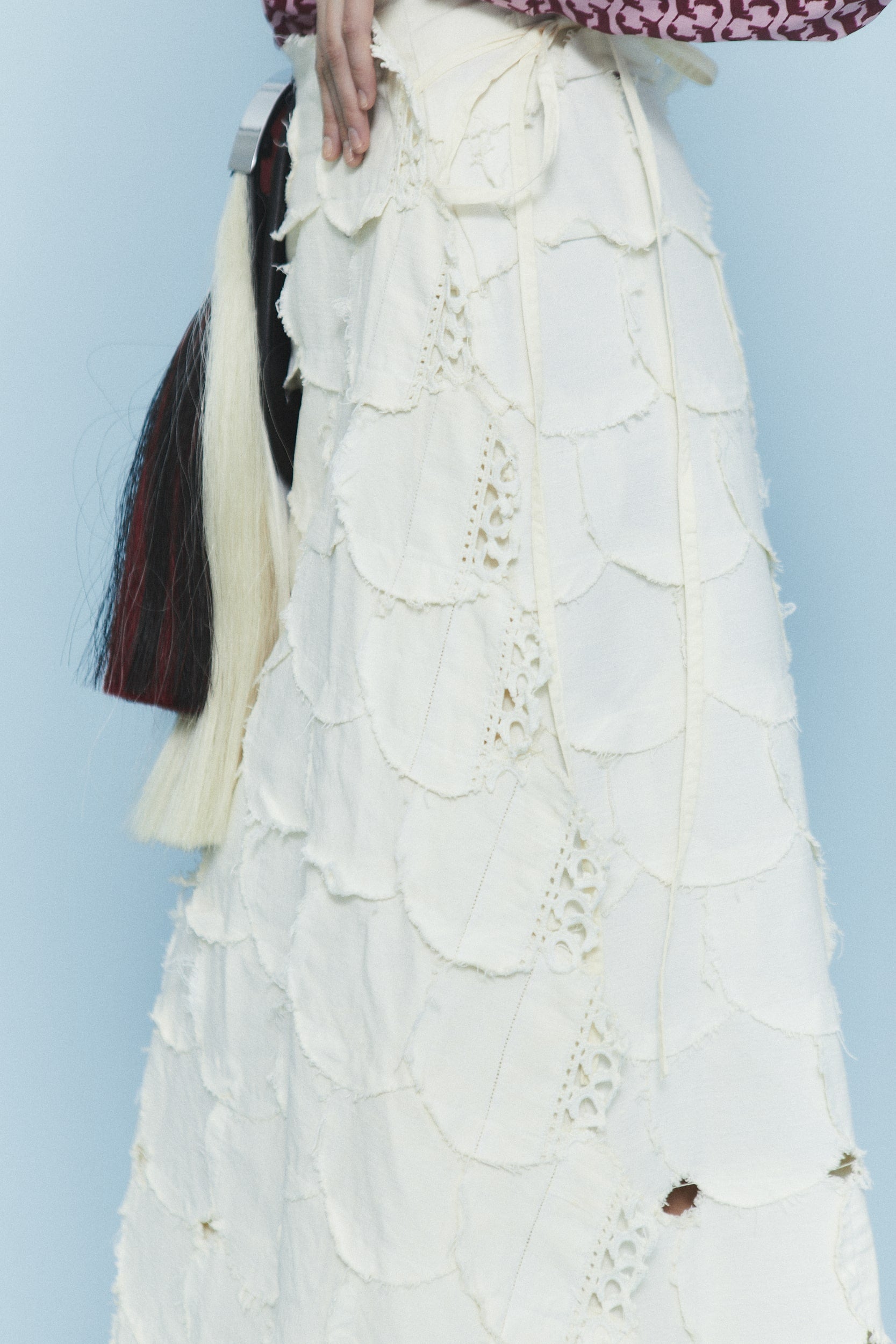 STAMPS LONG SKIRT BY DENNJ X ANTOCOSTASETTE OLD WHITE