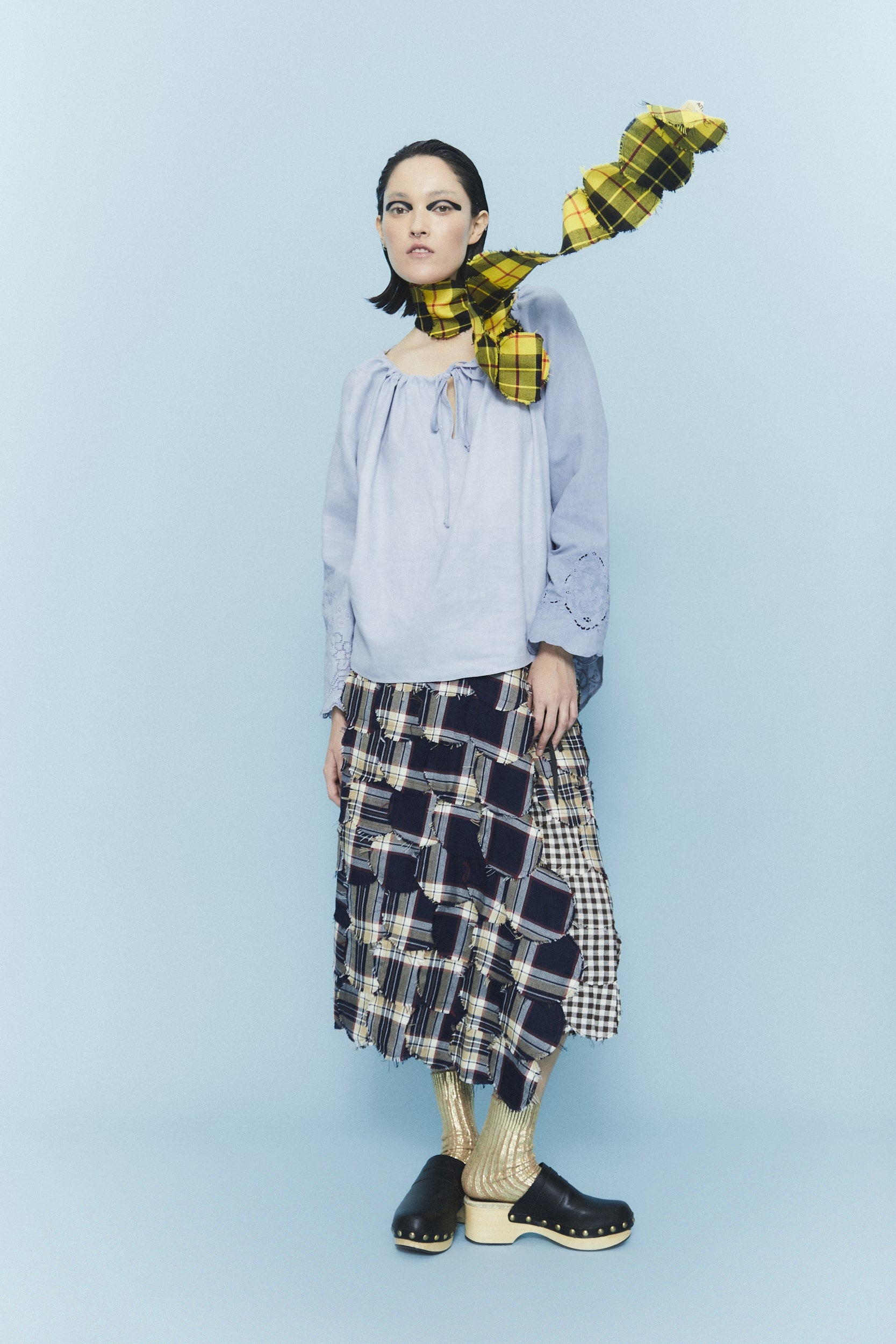 STAMPS LONG SKIRT BY DENNJ X ANTOCOSTASETTE TARTAN CLAN STEWART NAVY