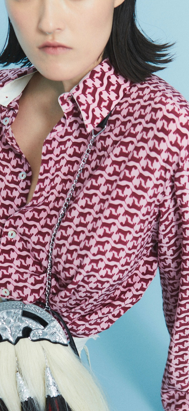 Camicia in seta con logo di SCHWARZY - Rosa