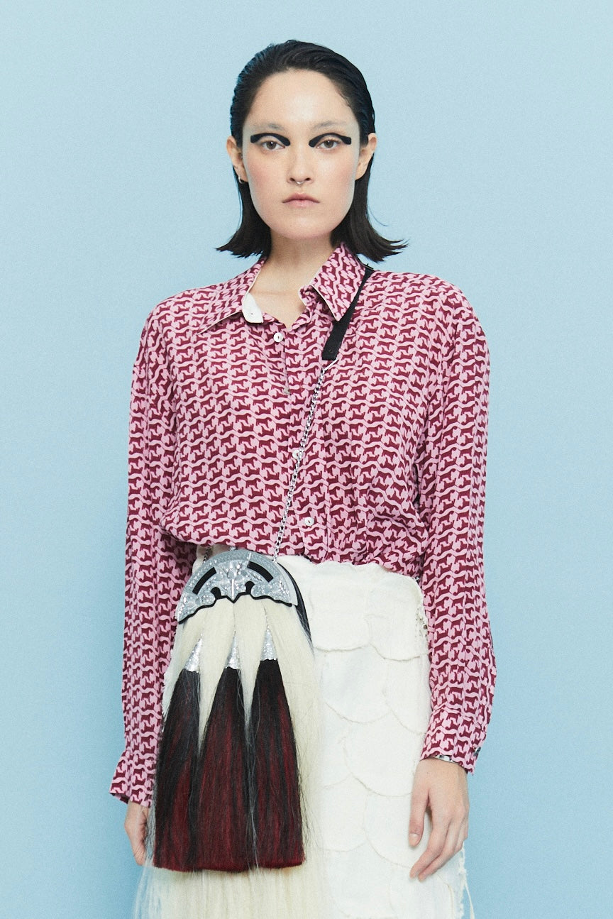 Camicia in seta con logo di SCHWARZY - Rosa